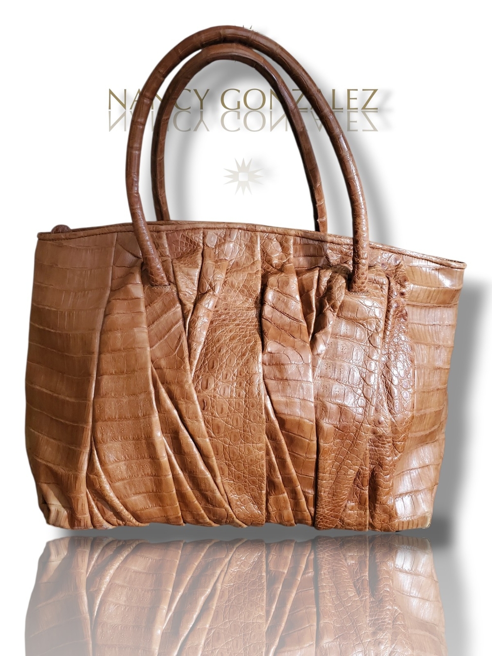 Nancy Gonzalez Large Pleated Crocodile Leather Tote Bag Authentic Colombia